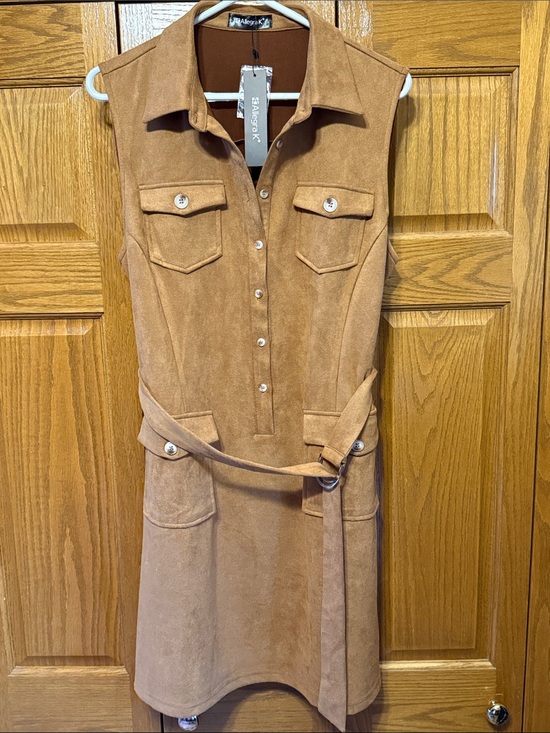 Allegra K Dresses & Skirts - Allegra K Sleevless Collared Dress With Buttons and Belt-Size Large